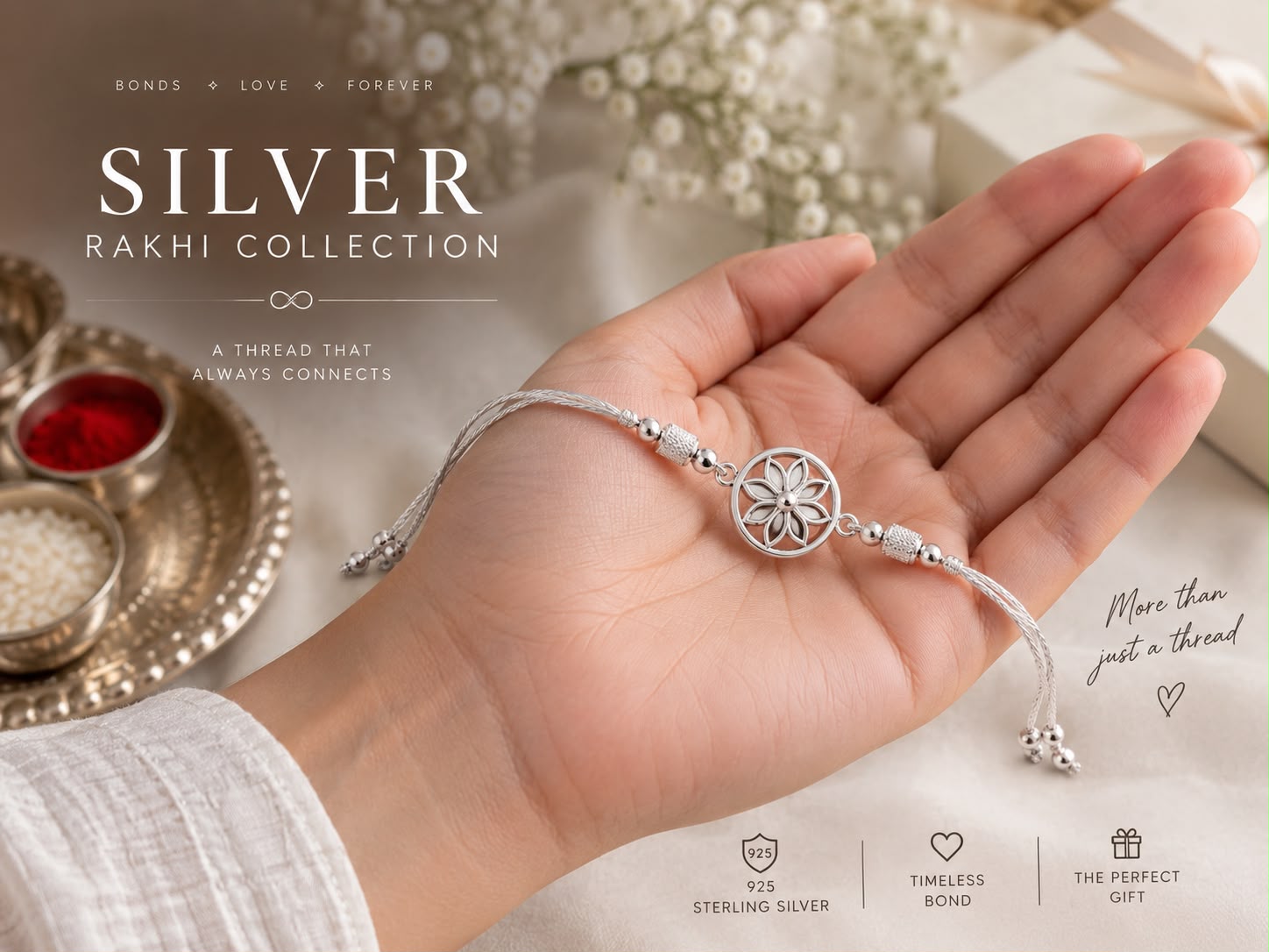 silver rakhi