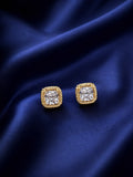 Princess cut halo stud earrings