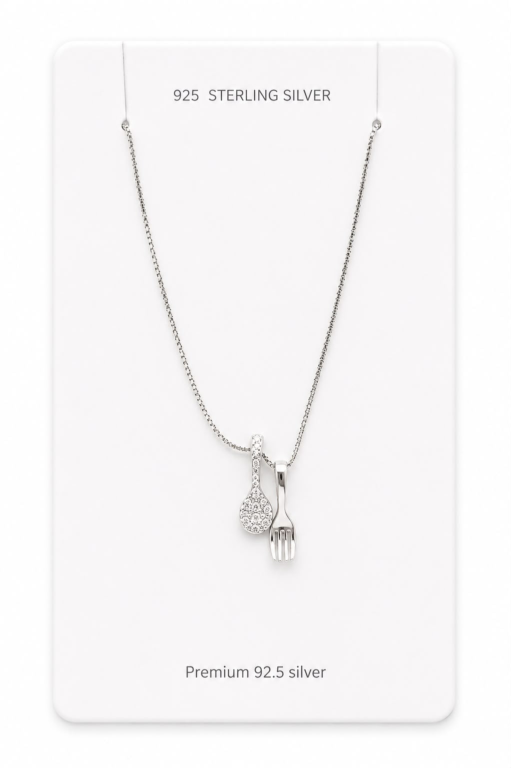 silver spoon & fork pendant neclace