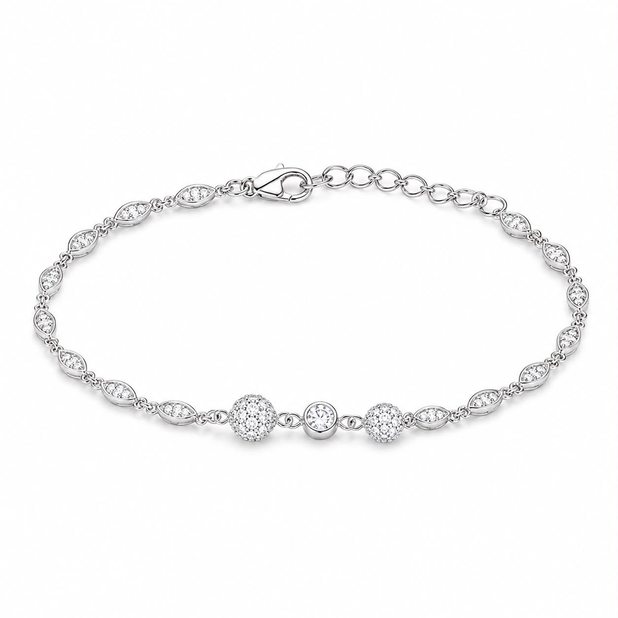 silver bracelet with sparkling CZ stones