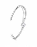 Elegant Solitaire Open Cuff Bracelet