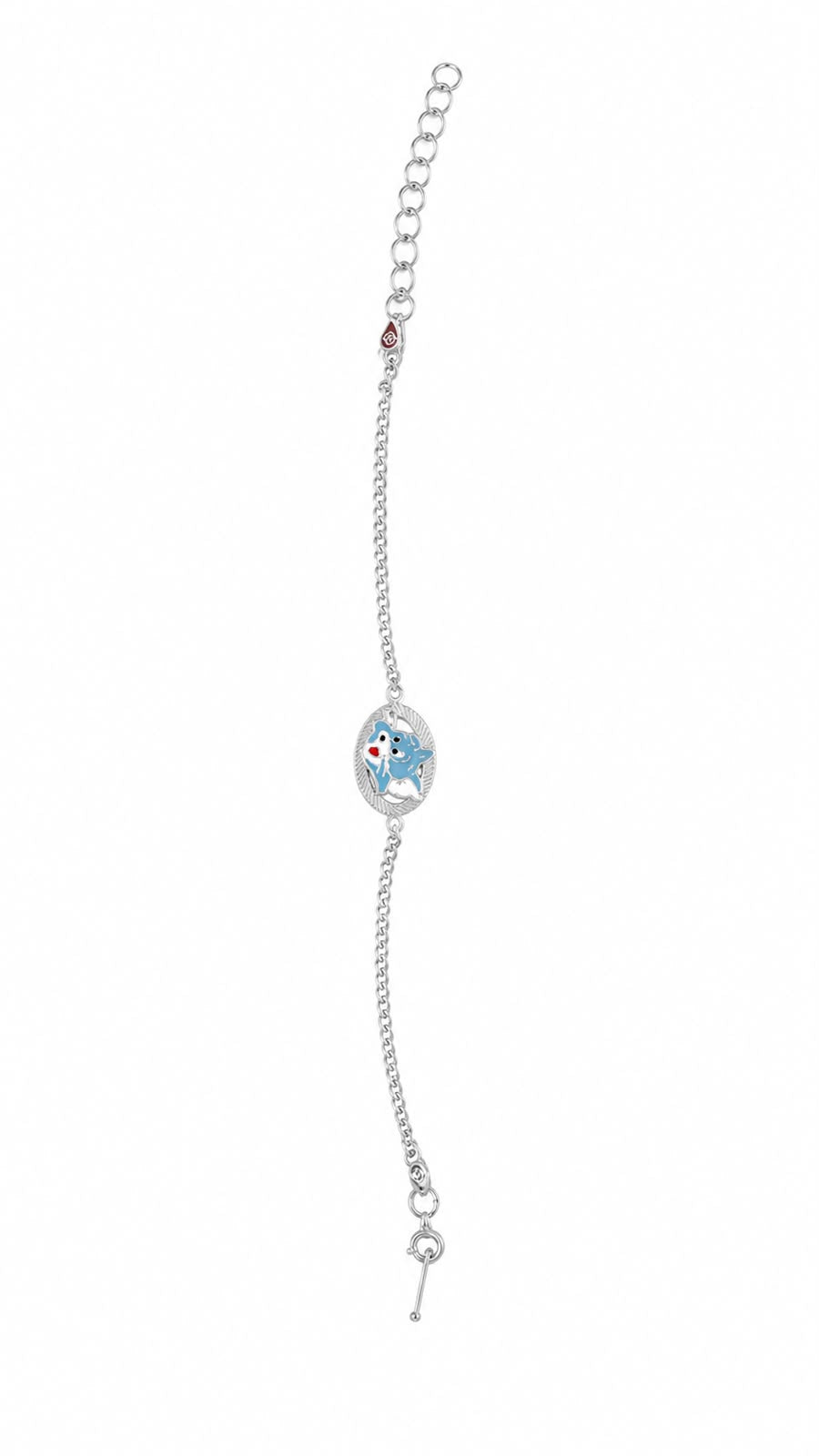 Cute Blue Teddy Silver Rakhi