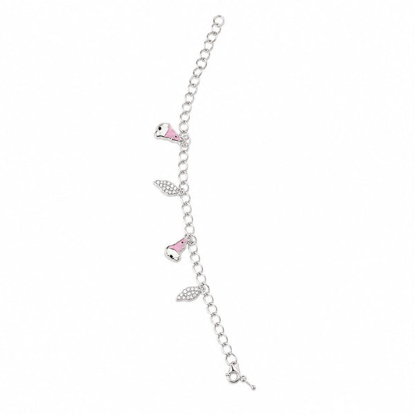 Kids Pink Puppy Charm sterling Silver Bracelet