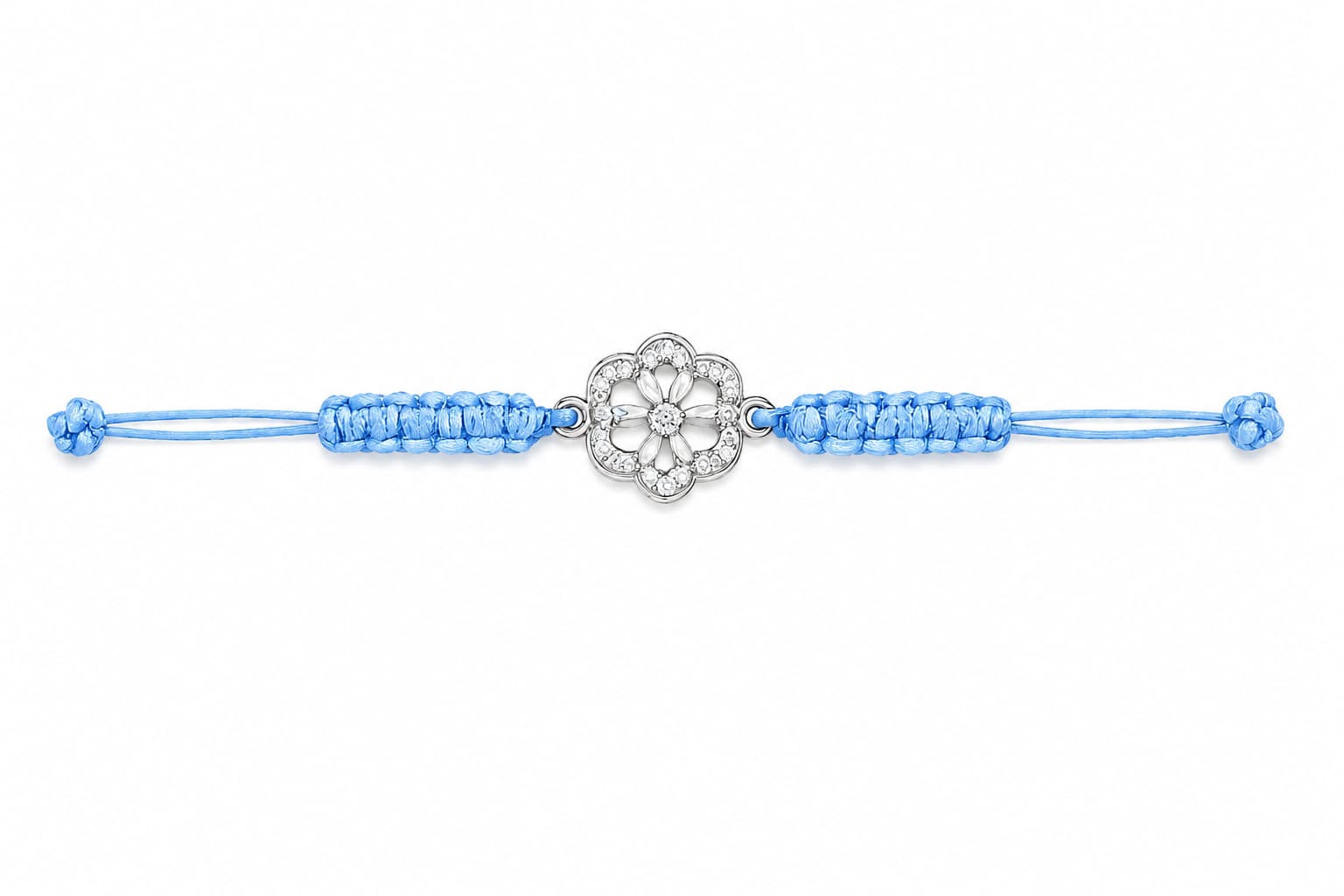 Silver Floral Zircon Rakhi