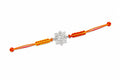 Silver Om Floral Rakhi