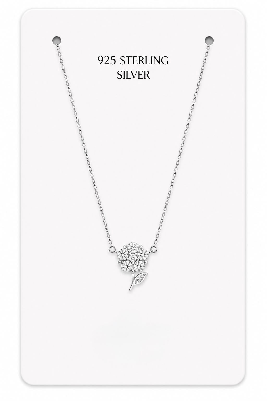 silver Floral Pendant Necklace