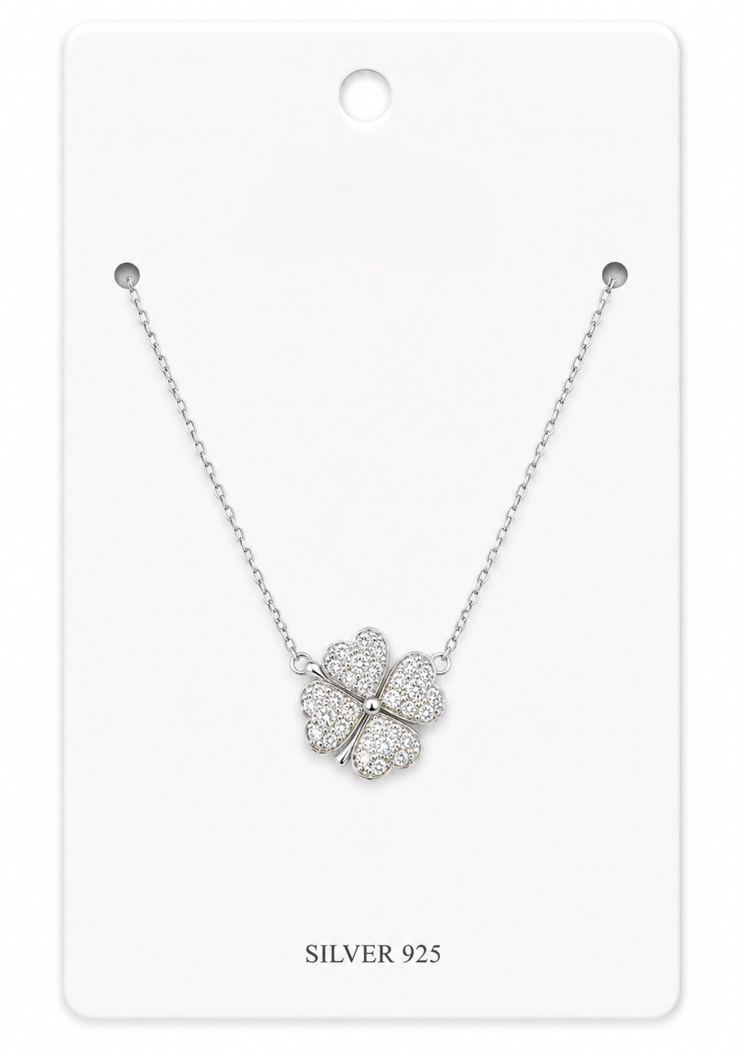 Silver Four Leaf Clover Pendant Necklace