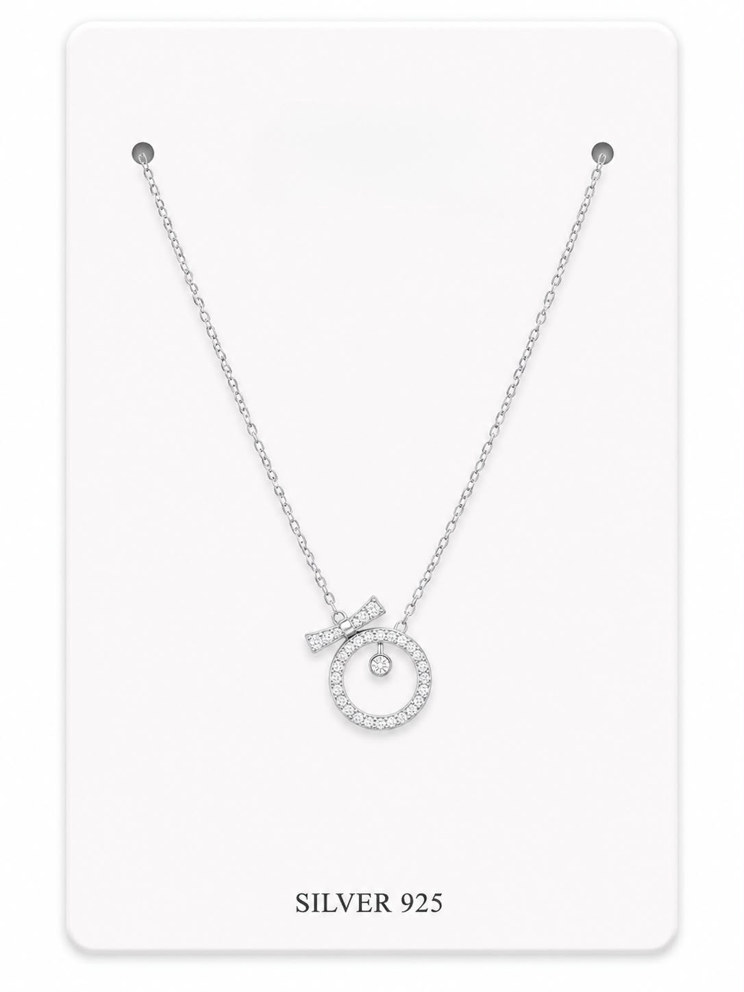 Silver Bow Pendant Necklace