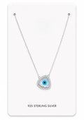 Silver Evil Eye Heart Pendant Necklace