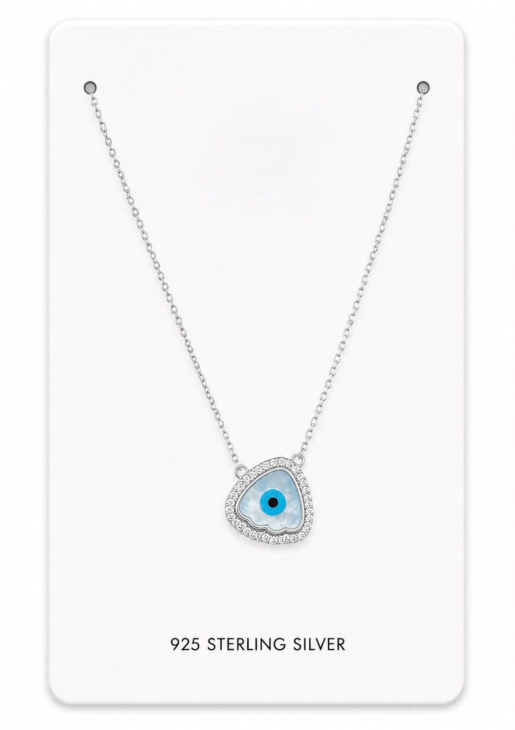 Silver Evil Eye Heart Pendant Necklace