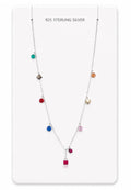 Silver Multicolor Crystal Drop Necklace