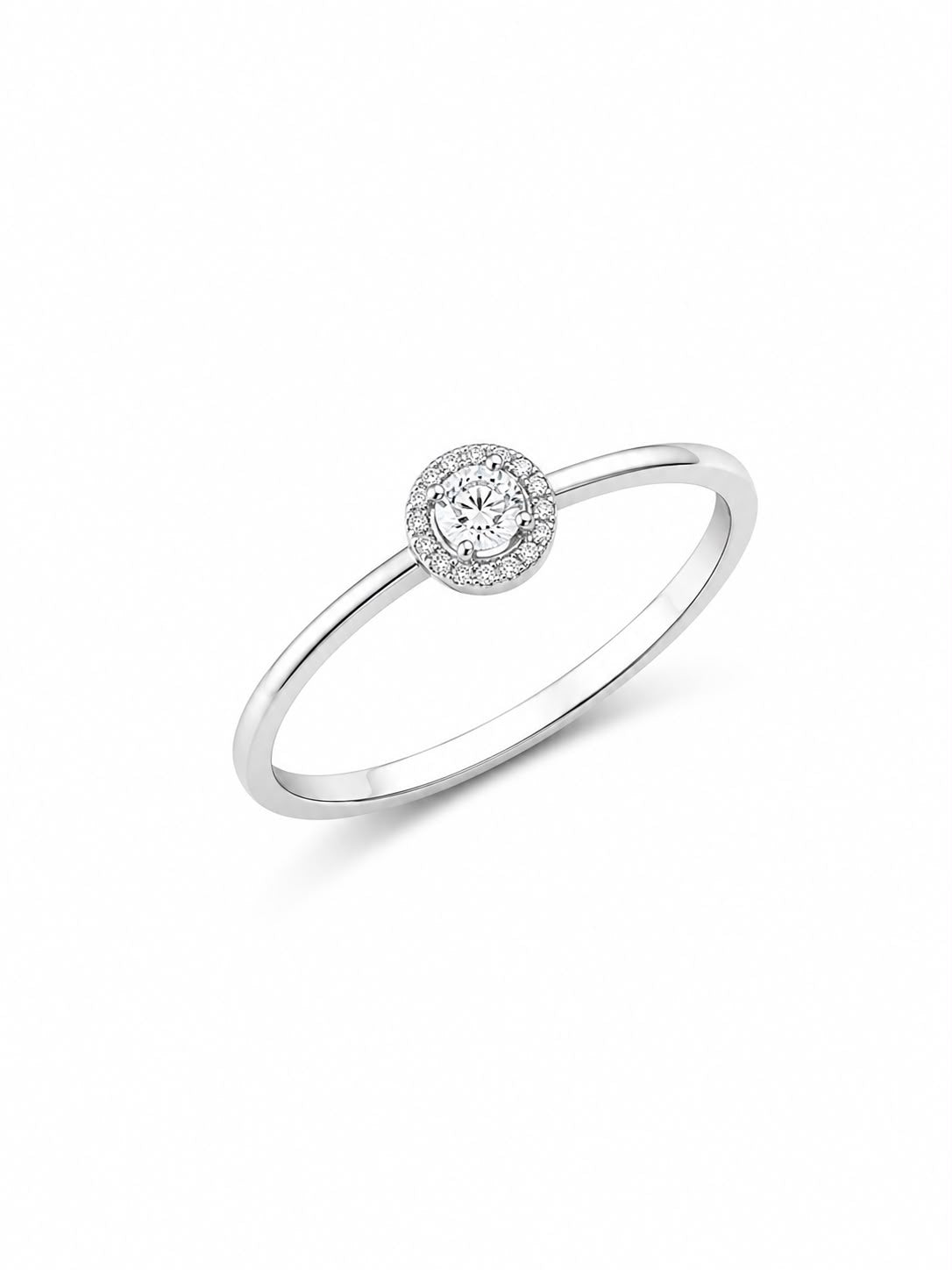 Silver Halo Diamond Ring – 925 Sterling Silver