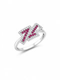 Ruby Geometric Silver Ring