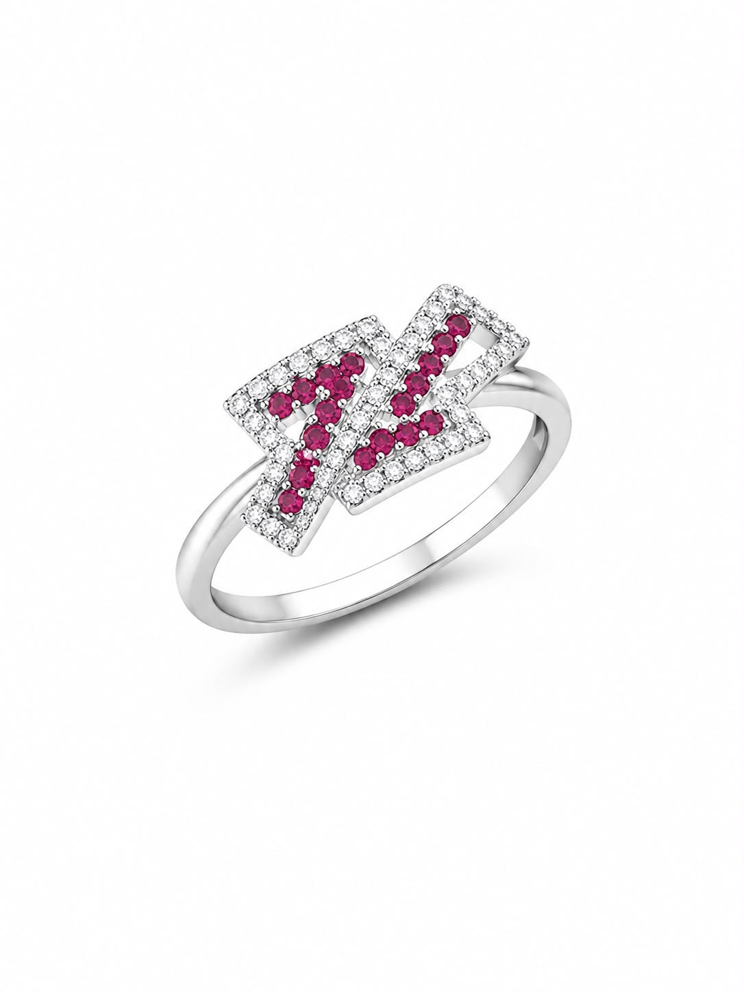 Ruby Geometric Silver Ring