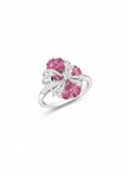 Pink Floral Silver Ring