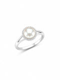 Pearl Halo Silver Ring