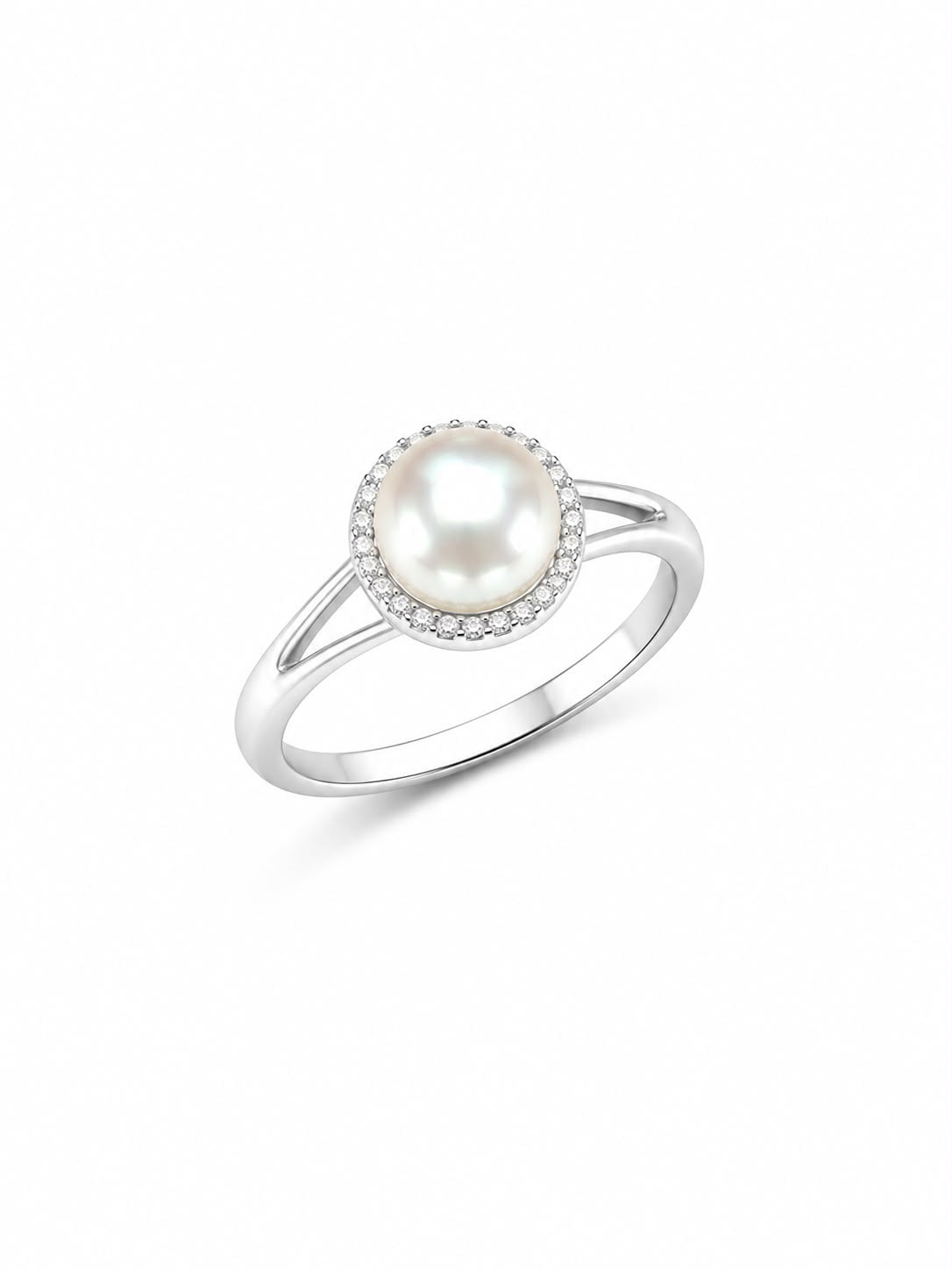 Pearl Halo Silver Ring