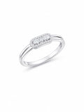 Three Stone Halo Silver Ring