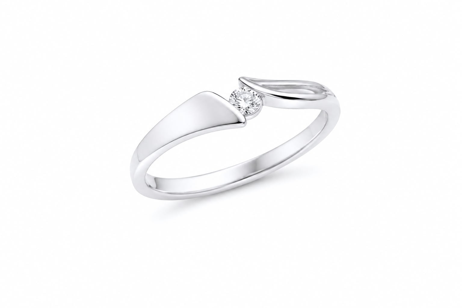Mordern Open Solitaire Silver Ring