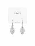 Sparkling Leaf Drop Silver Earrings