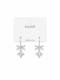 Bow Charm Drop Silver Earrings