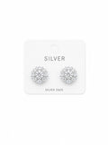 Floral Halo Silver Stud Earrings