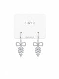 Bow Sparkle Drop Silver Earrings