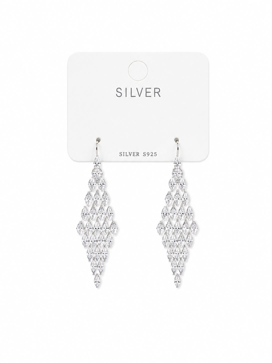 Crystal Cascade Silver Drop Earrings