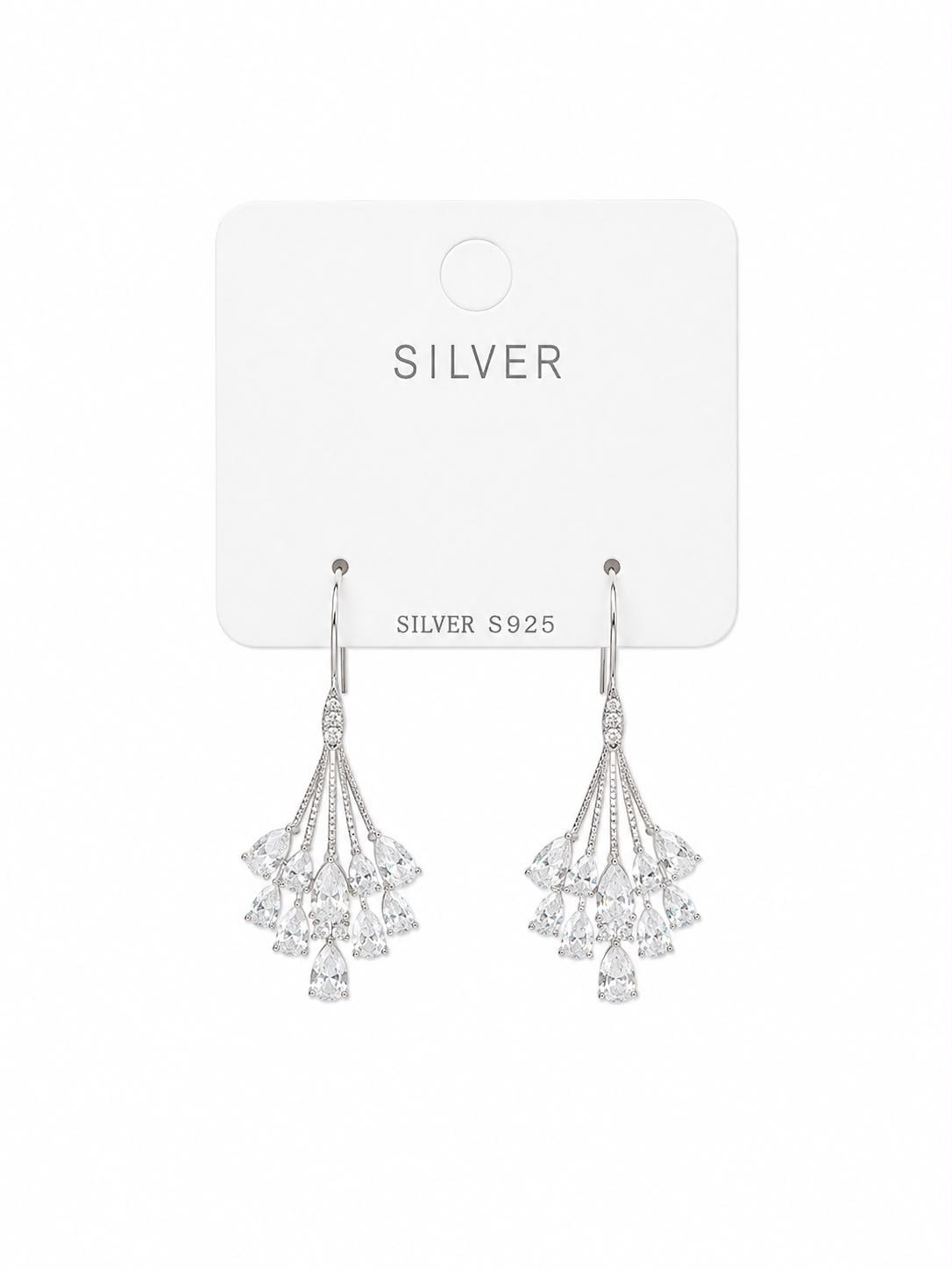 Fan Drop Silver Earrings
