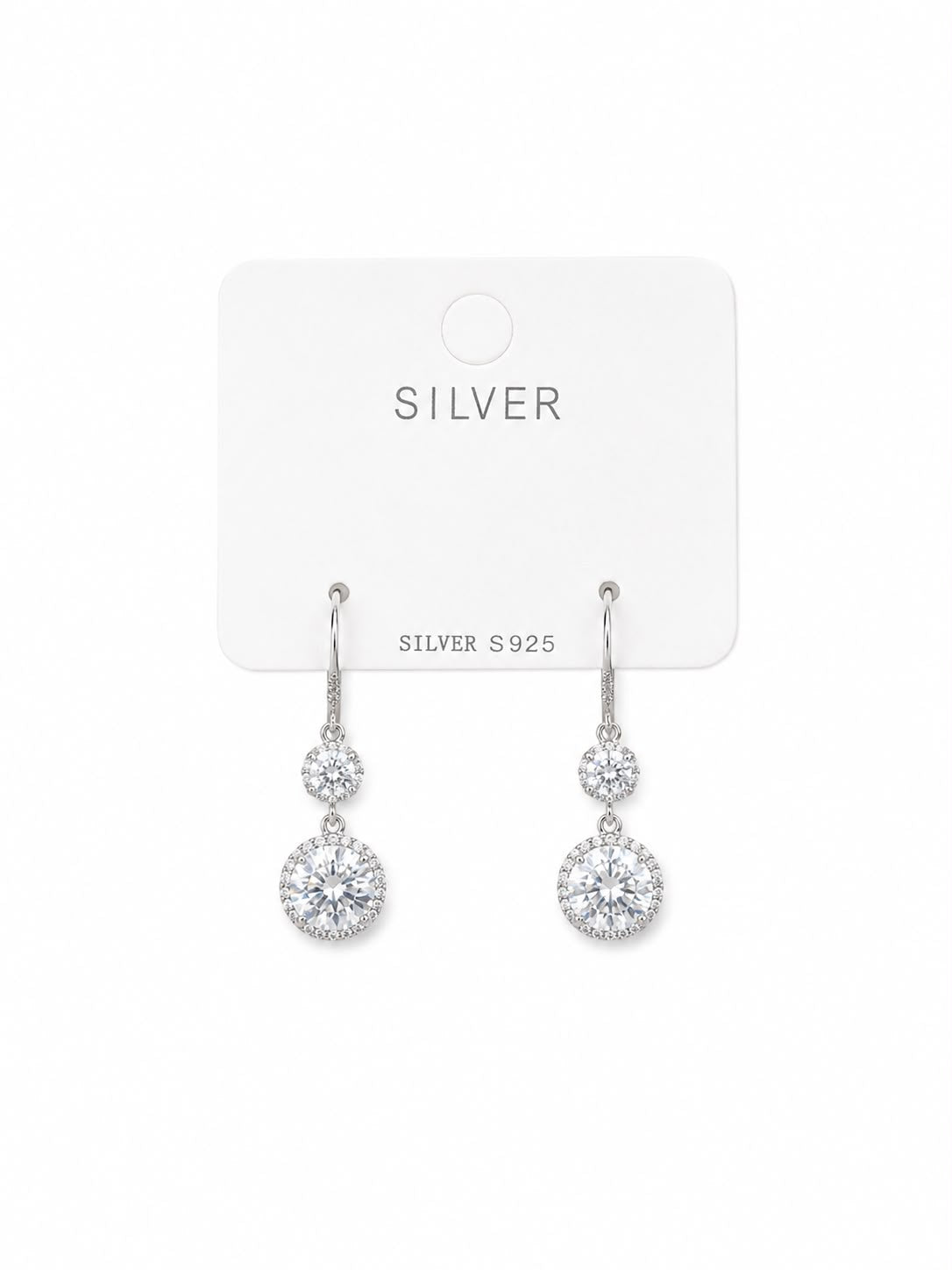 Classic Halo Silver Drop Earrings