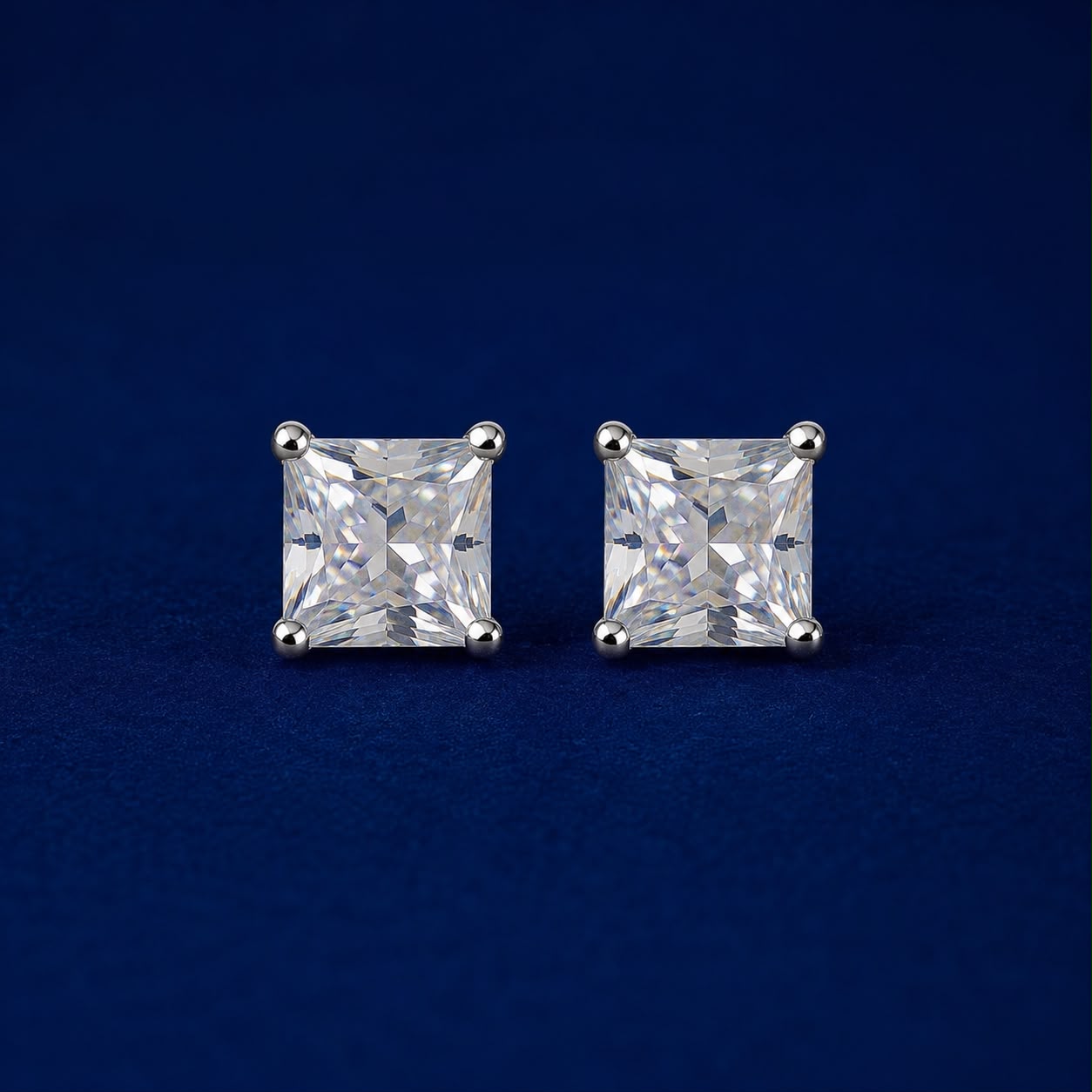 Princess Cut Solitaire Stud Earrings