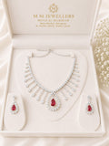 Elegant Ruby Drop Necklace Set