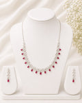 Floral Ruby CZ Necklace Set