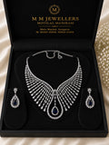 Silver & Blue Stone Bridal Necklace Set