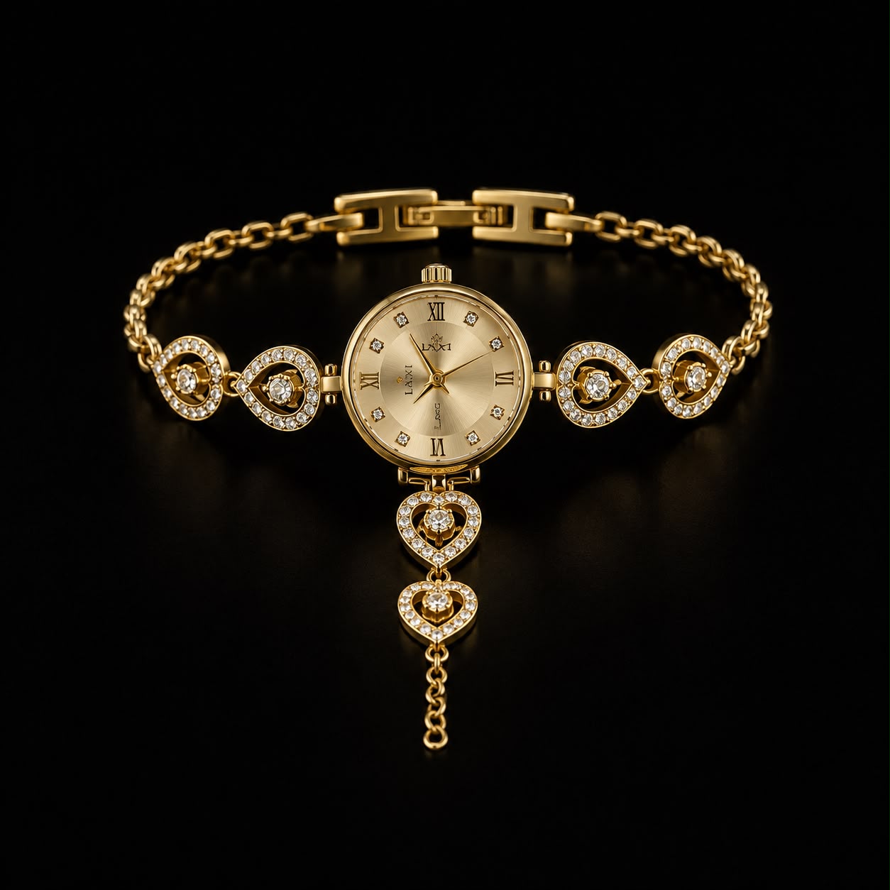 Gold Heart Bracelet Watch