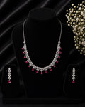 Floral Ruby CZ Necklace Set