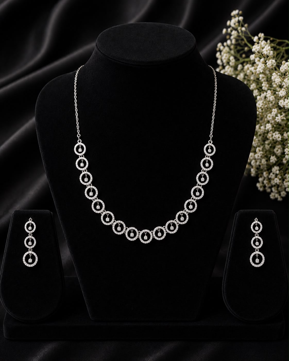 Elegant Circular CZ Necklace Set