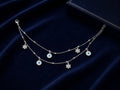 Silver Evil Eye & Floral Charm Double-Layer Anklet