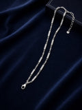 Silver Geometric Crystal Bar Anklet