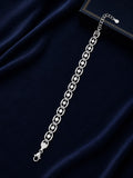 Silver Textured Circle Link Anklet