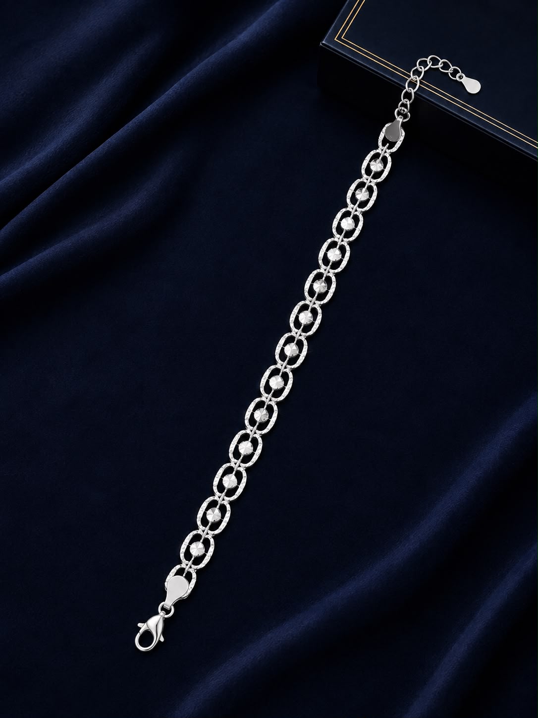 Silver Textured Circle Link Anklet