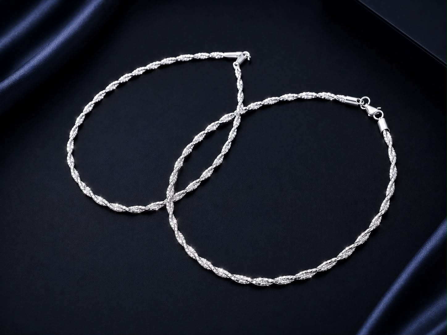 Silver Twisted Rope Anklet