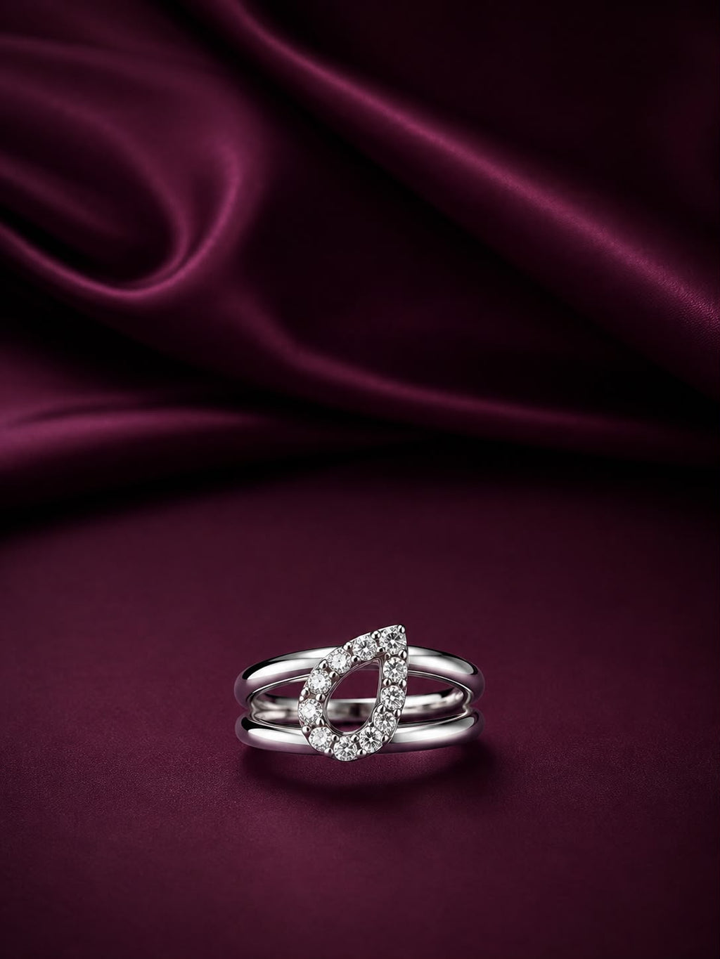 Elegant Double Band Pear Design Ring