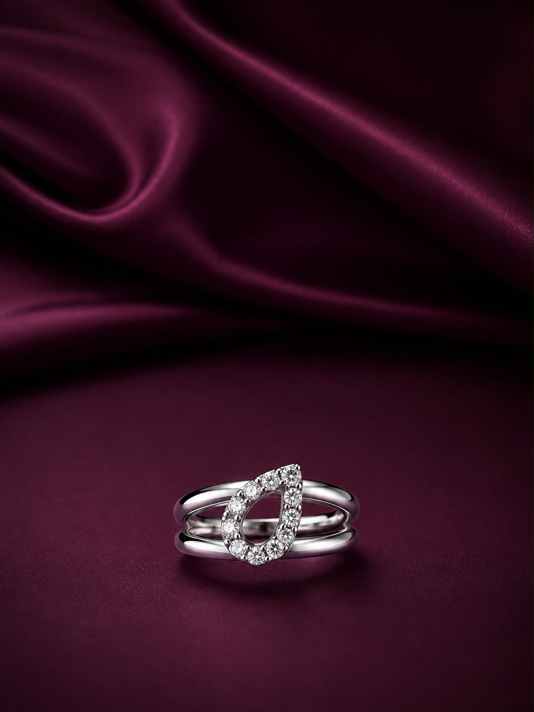Elegant Double Band Pear Design Ring