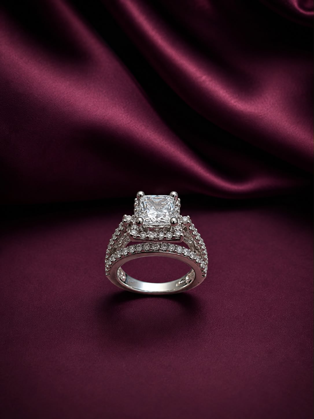 Princess-Cut Diamond Halo Ring