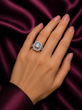 Double Halo Round Diamond Ring