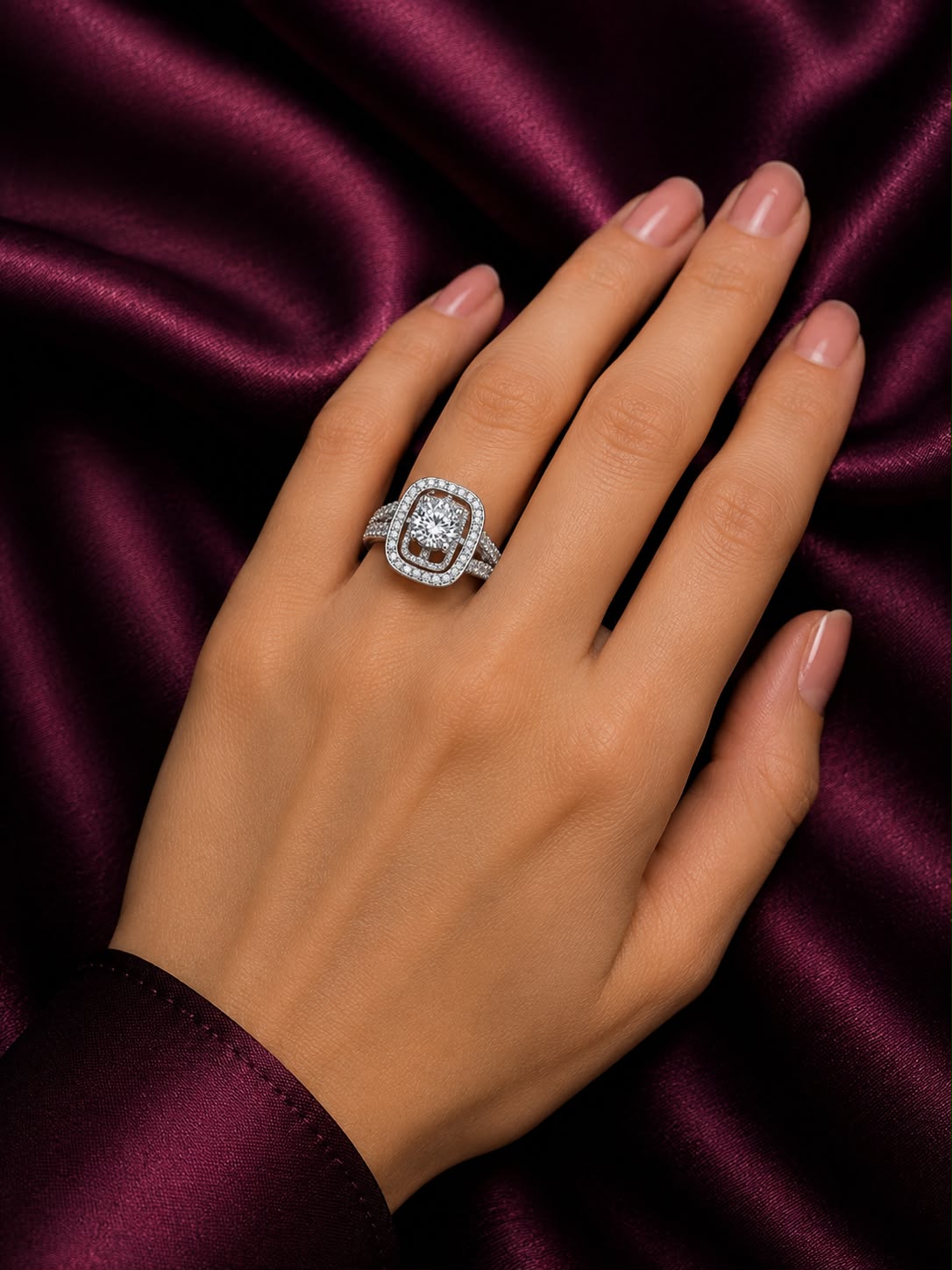 Double Halo Round Diamond Ring