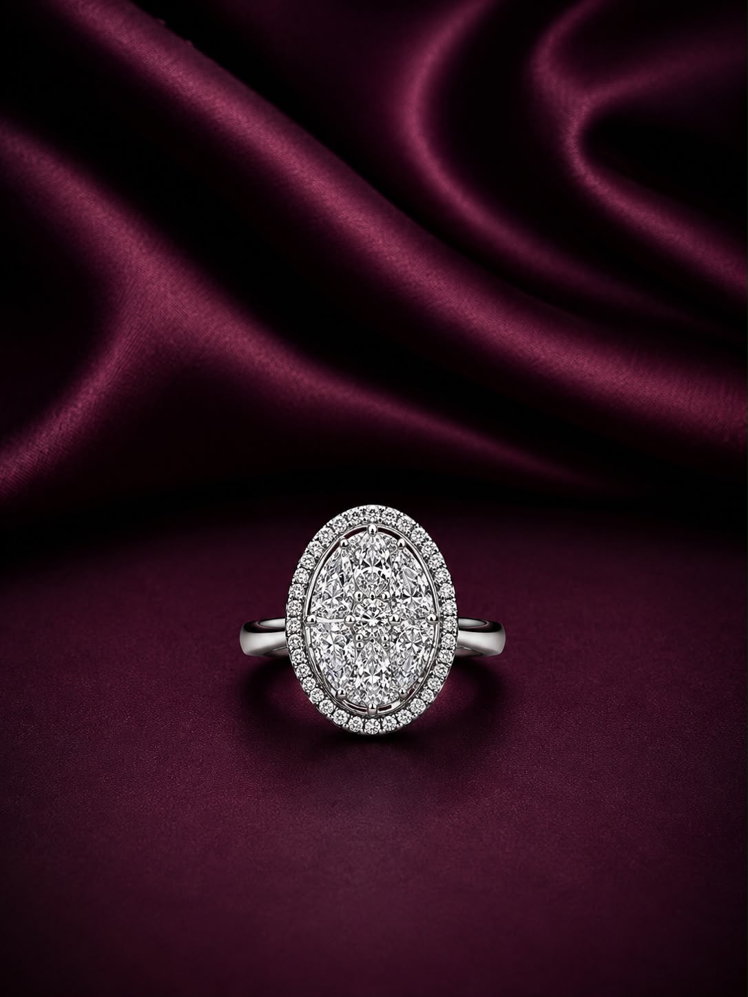 Oval Halo Diamond Ring Showcases