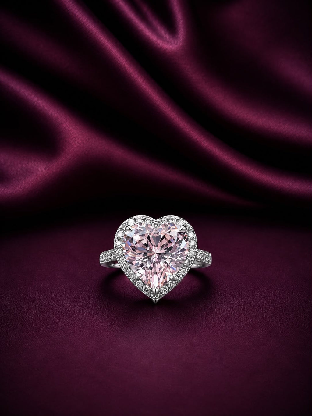 Heart-Shaped Halo Diamond Ring