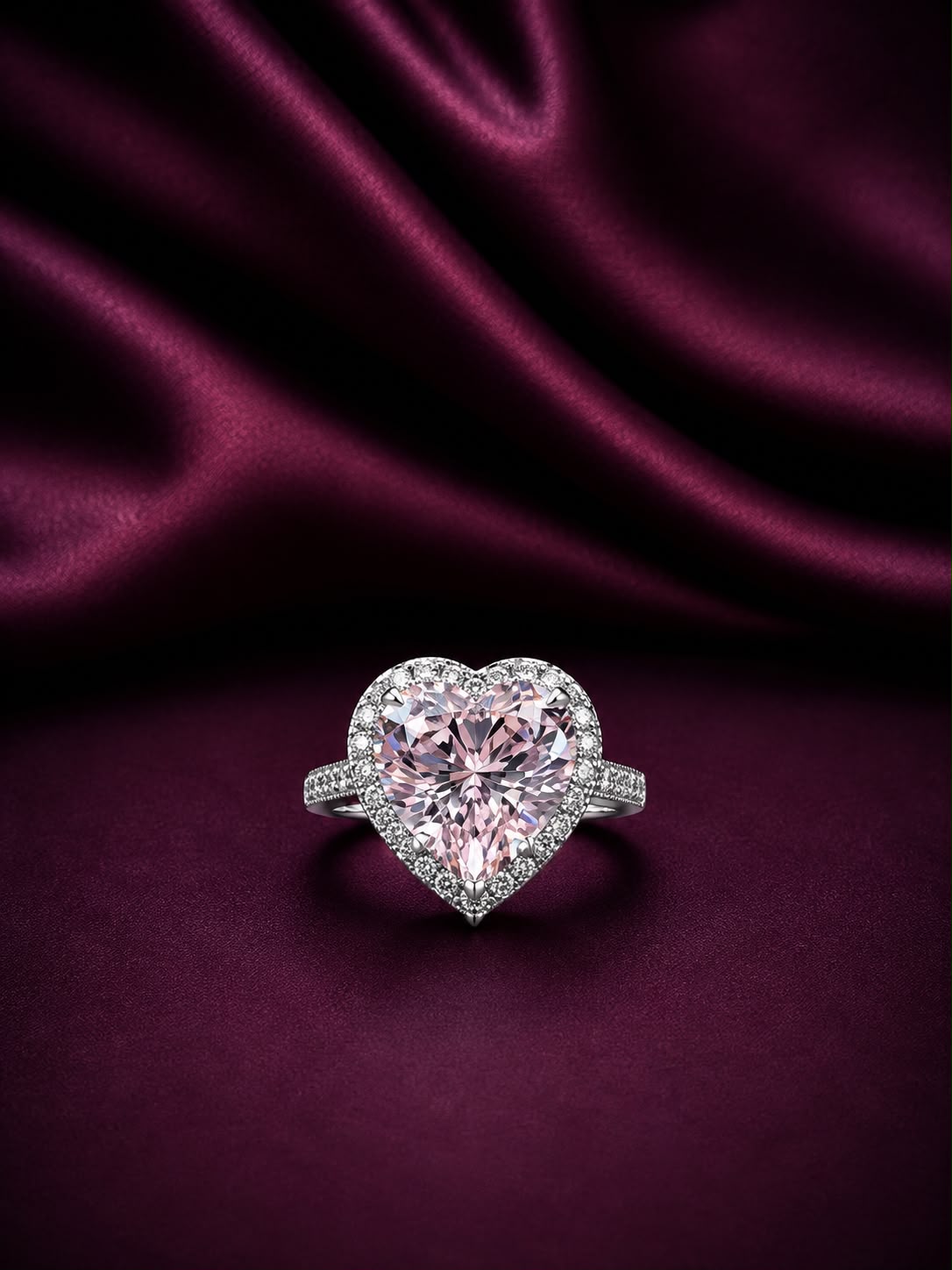 Heart-Shaped Halo Diamond Ring
